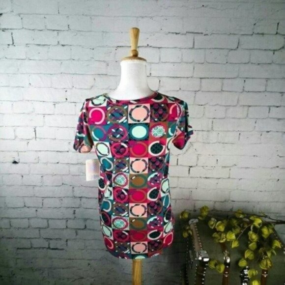 Lularoe Geometric Circle Print Classic Tee Pink Size Small - Picture 4 of 6